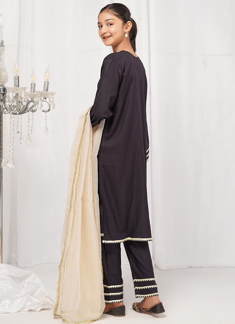 Buy Kids Black Linen Trouser Suit