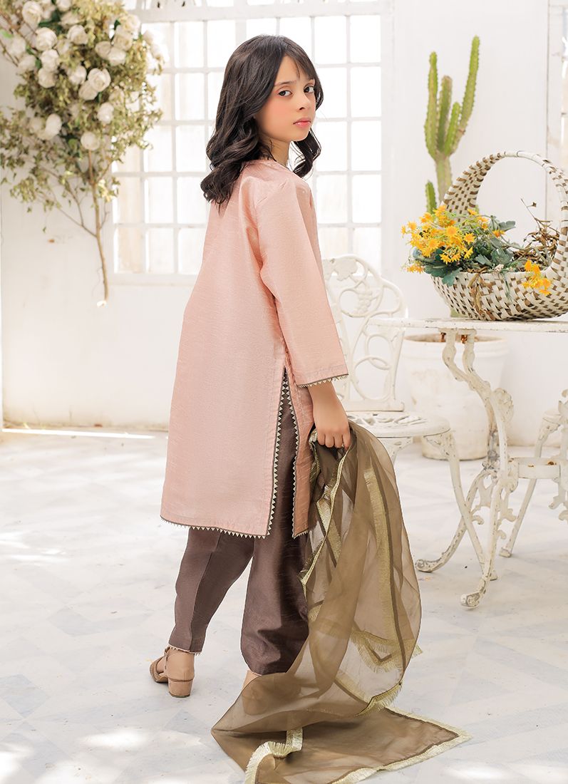 Buy Kid's Peach-Mouse Raw Silk Suit Set