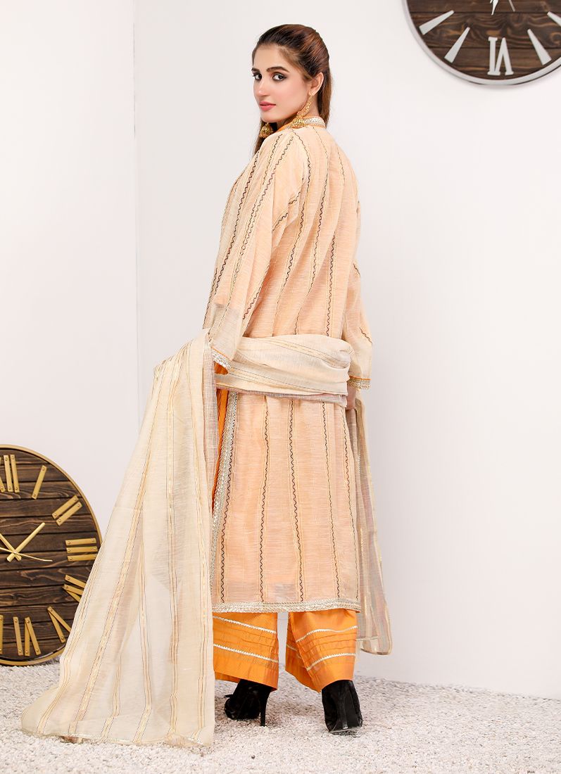 Buy Orange Khadi Cotton Jacket Ladies Suit