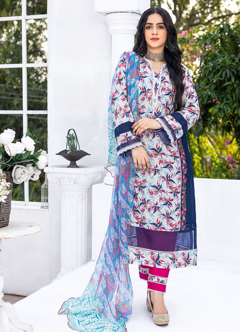 Buy Navy Blue Digital Printed Suit Set