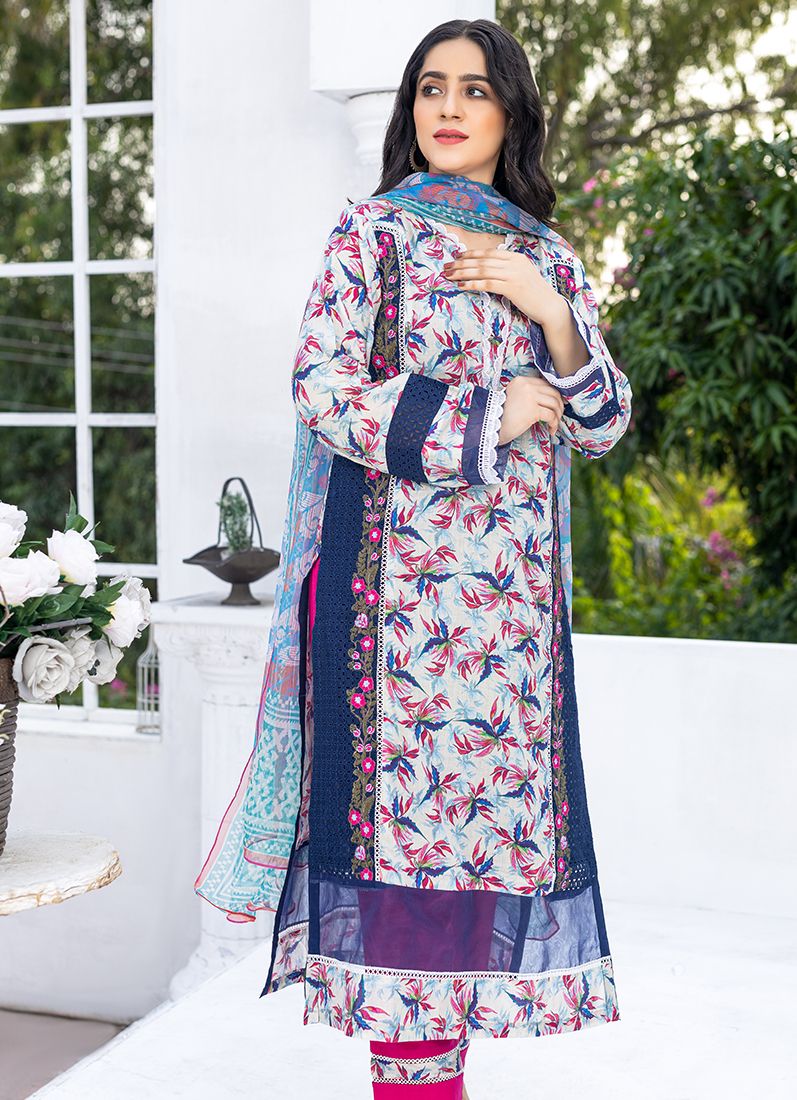 Buy Navy Blue Digital Printed Suit Set