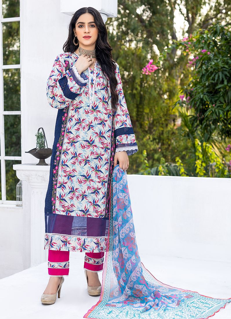 Buy Navy Blue Digital Printed Suit Set