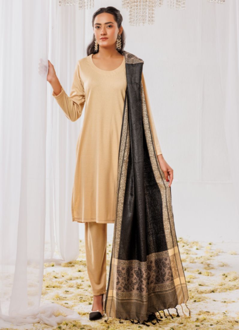 Buy Coffee Woollen Knitwear Suits with Dupatta