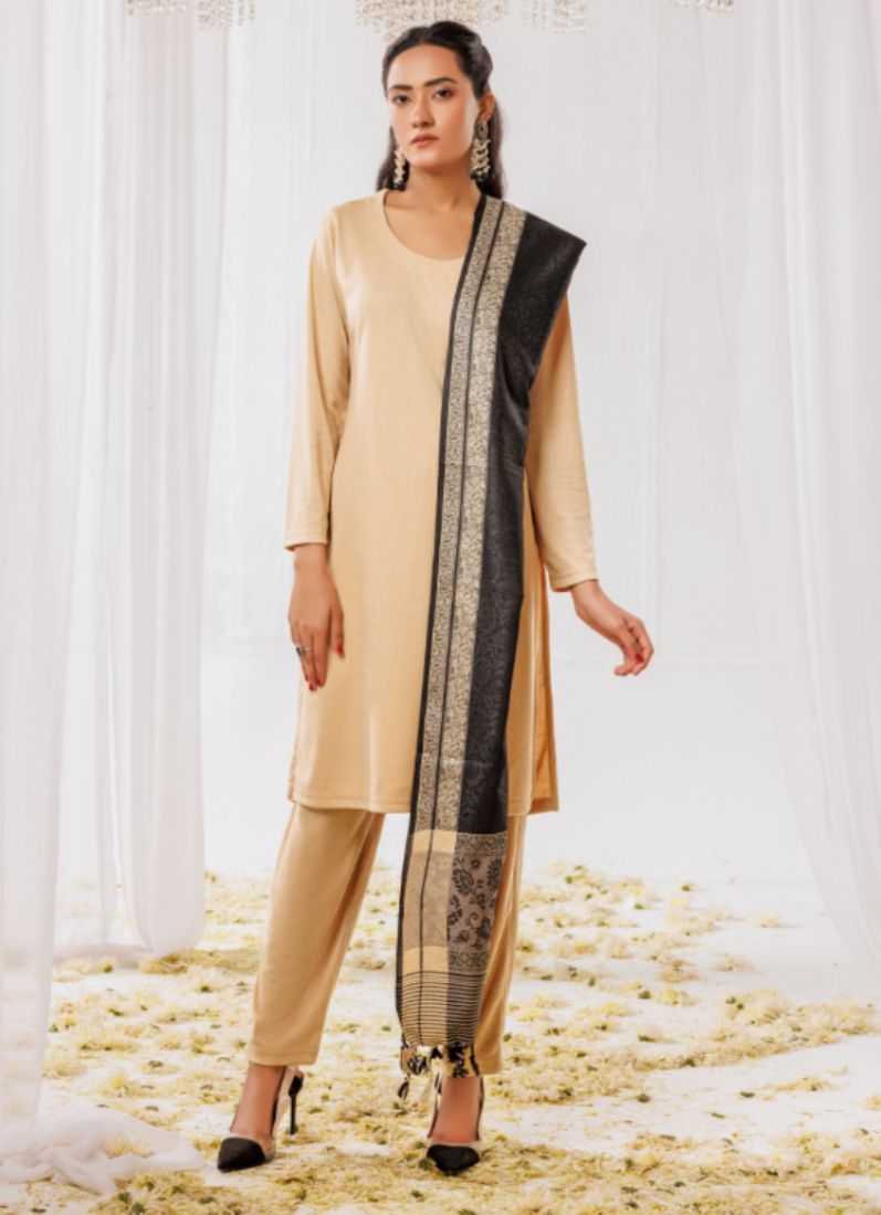 Buy Coffee Woollen Knitwear Suits with Dupatta