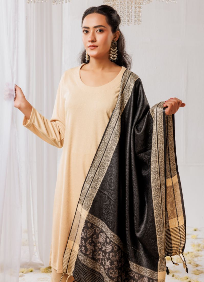 Buy Coffee Woollen Knitwear Suits with Dupatta