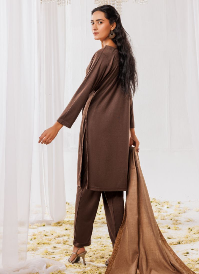 Buy Chocolate Woollen Knitwear Suits with Dupatta