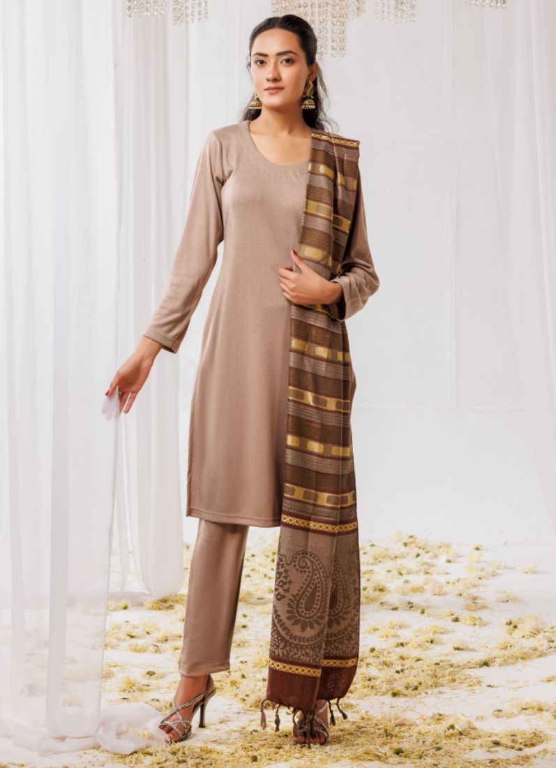 Buy Beige Woollen Knitwear Suits with Dupatta