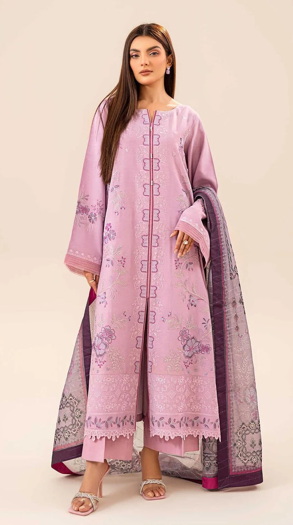 Lilac Embroidered Pakistani Lawn Kameez Suit