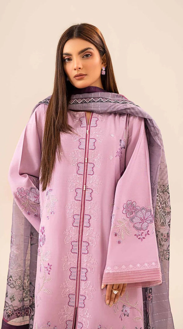 Lilac Embroidered Pakistani Lawn Kameez Suit