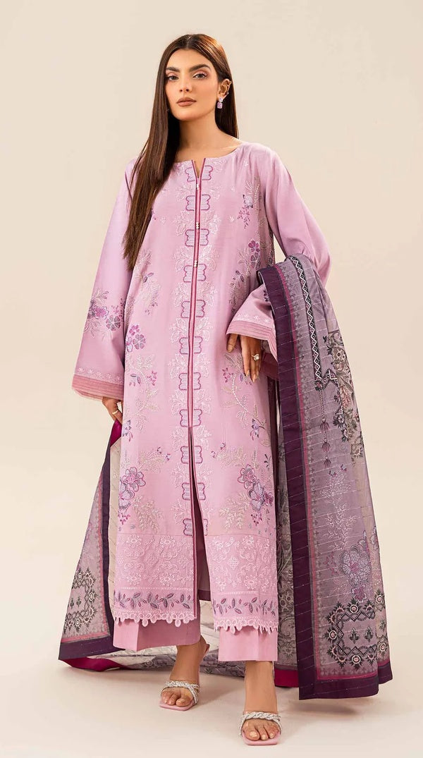 Lilac Embroidered Pakistani Lawn Kameez Suit