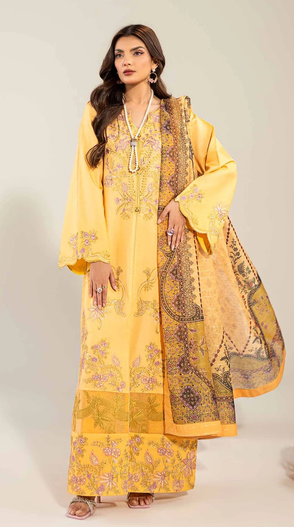 Rusty Orange Loom Net Pakistani Long Kameez Suit