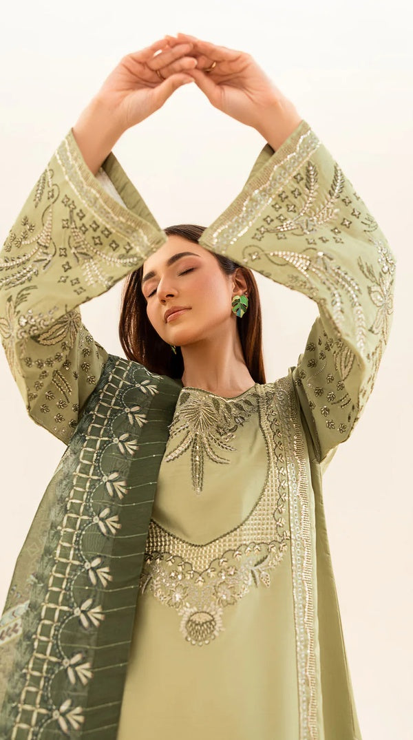 Green Embroidered Pakistani Viscose Kameez Suit