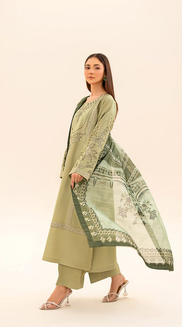 Green Embroidered Pakistani Viscose Kameez Suit
