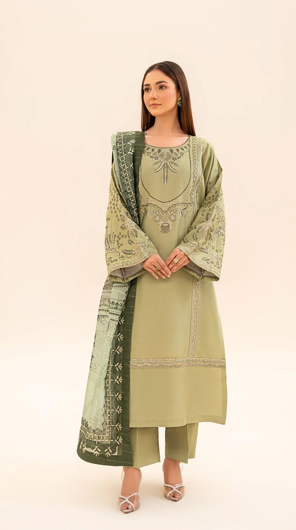 Green Embroidered Pakistani Viscose Kameez Suit