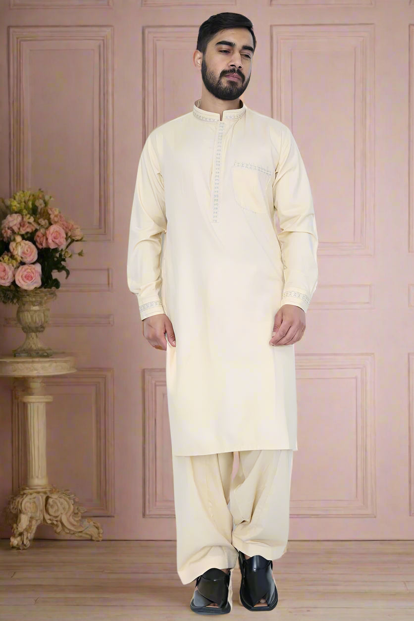Mens Kurta & Salwar Cream