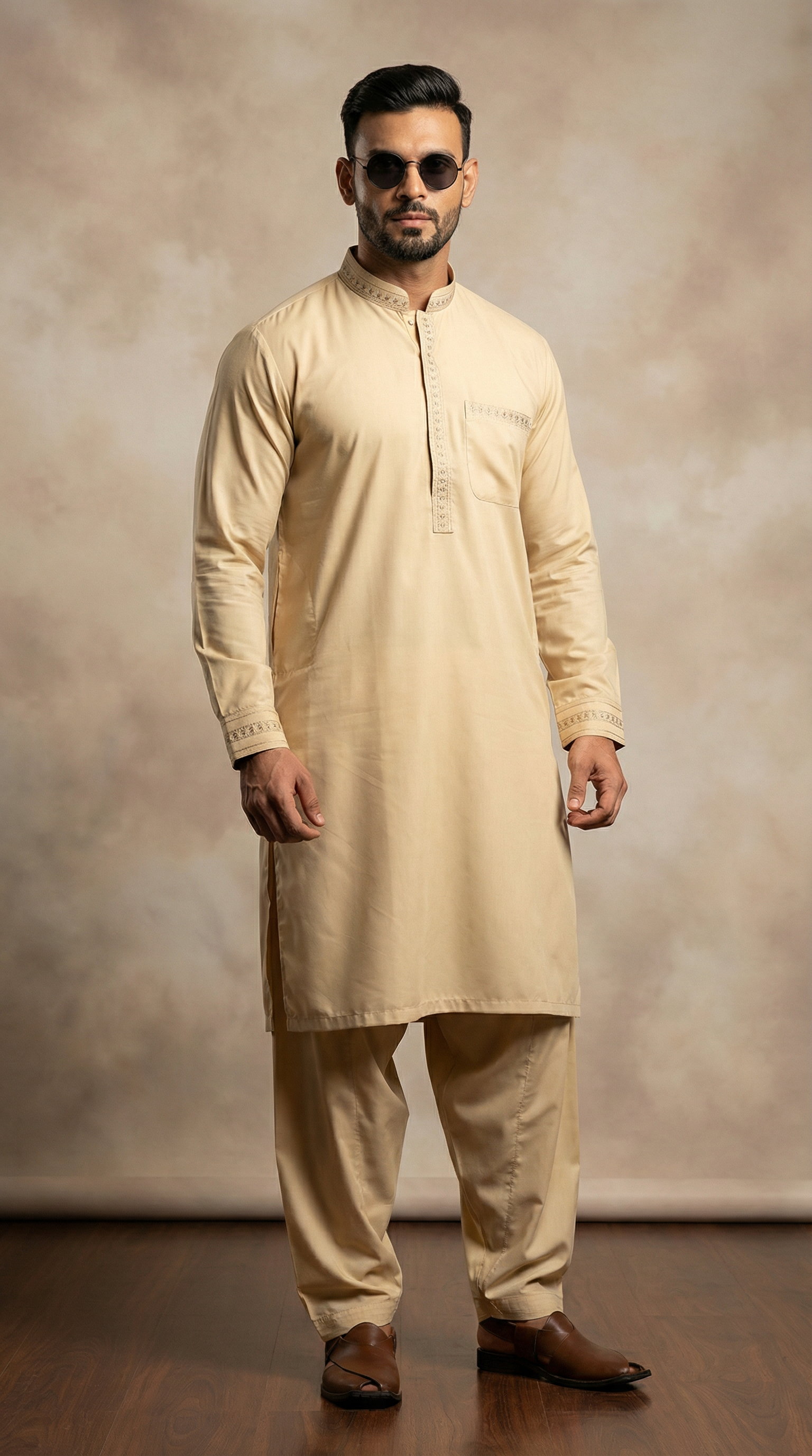 Men’s Cream Shalwar Kameez – Classic Ethnic Wear