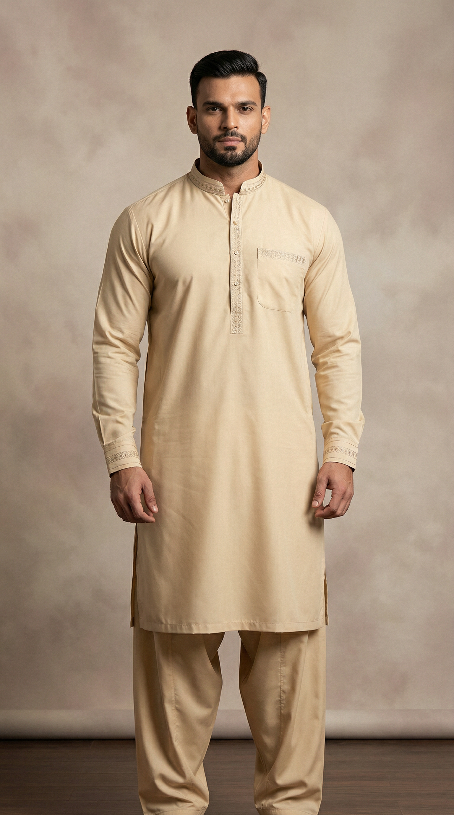 Men’s Cream Shalwar Kameez – Classic Ethnic Wear