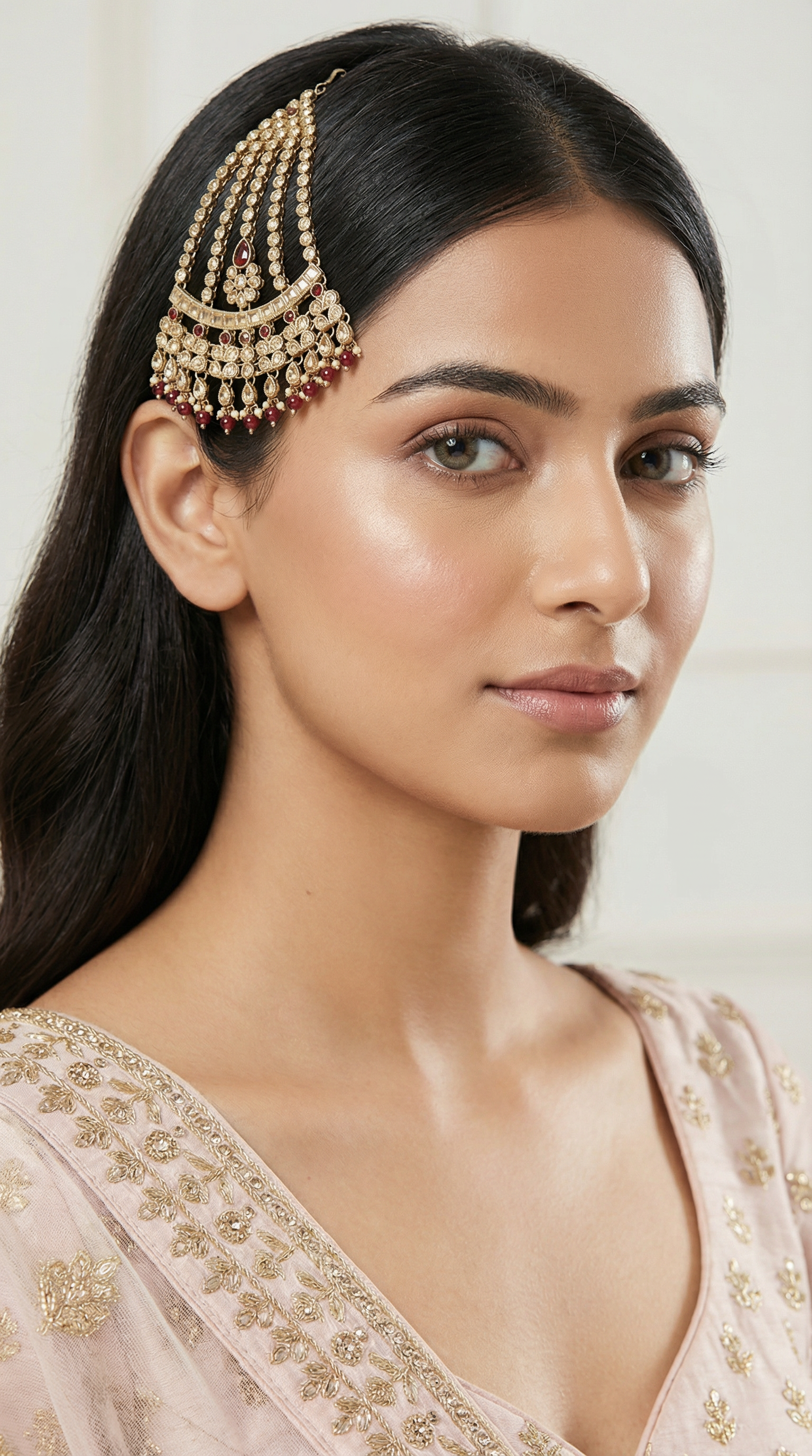 Women’s Maroon Elegant Champagne Stone Antique Gold Passa