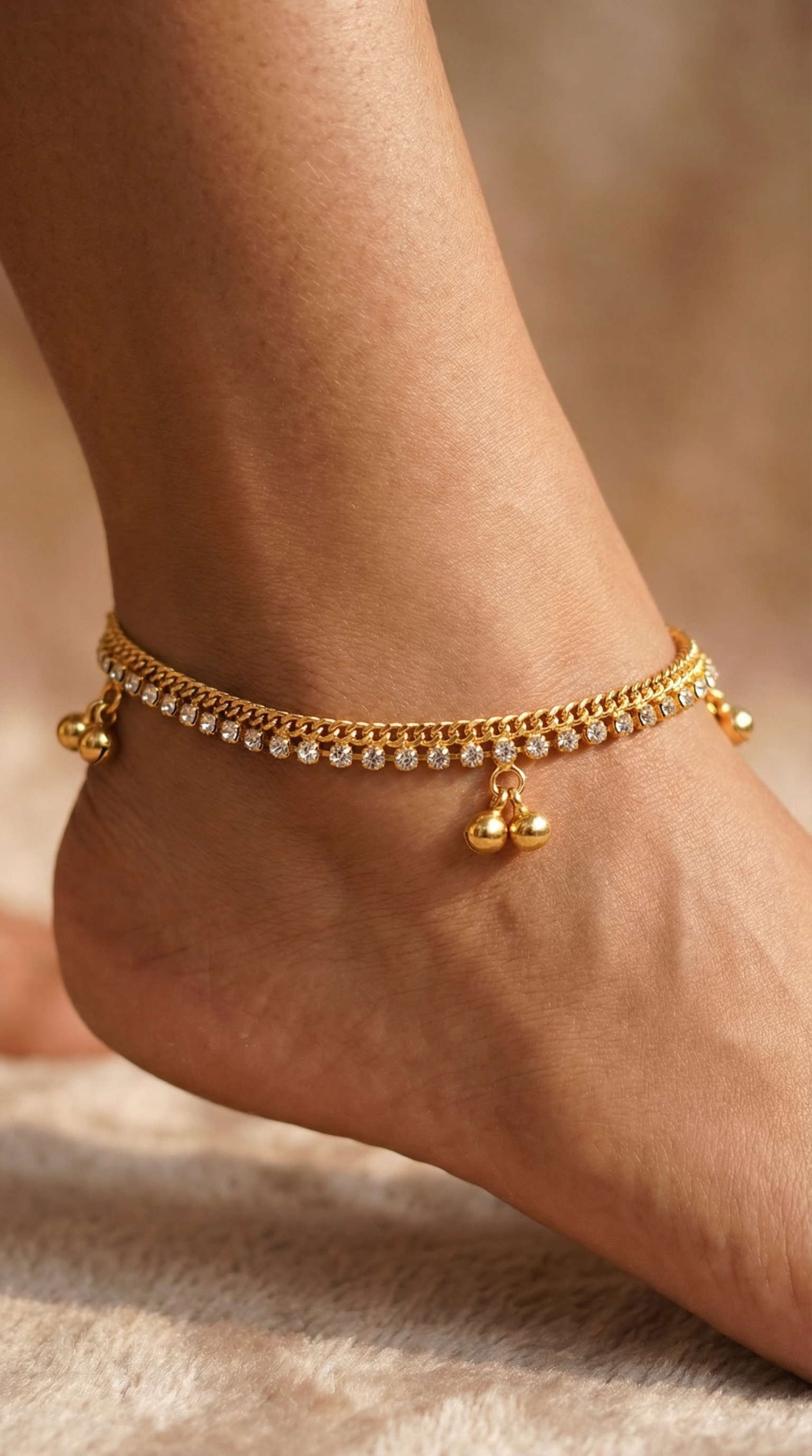 Gold plated plain chain payal