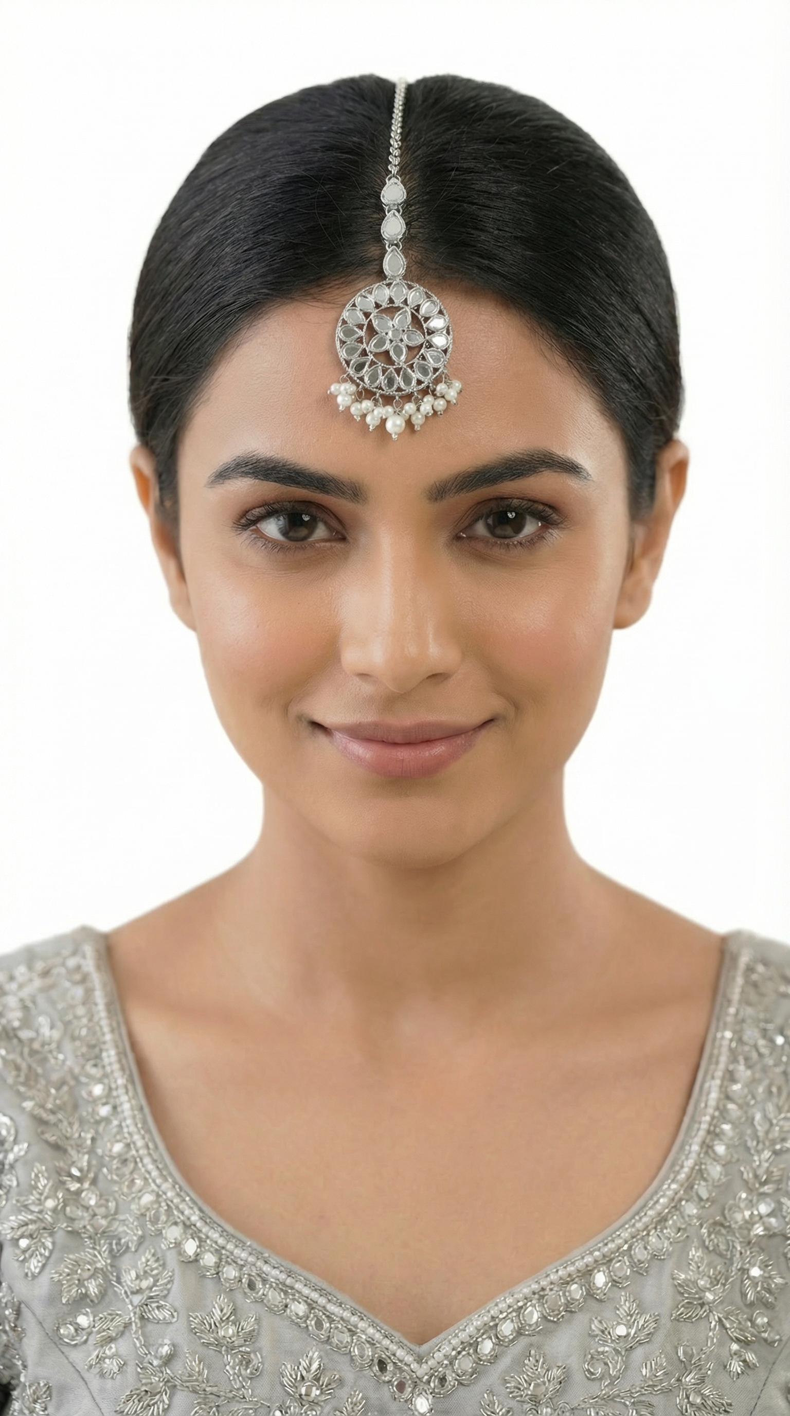 Silver Mirror Tikka For Women