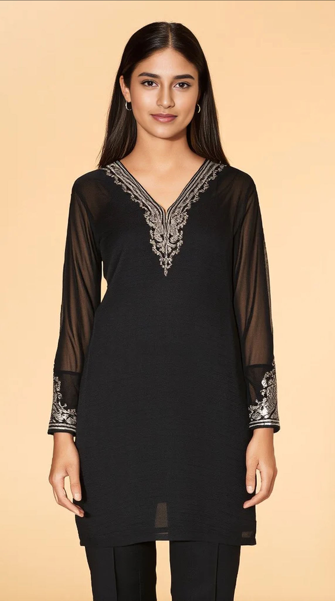 Black Georgette Shift Style Suit