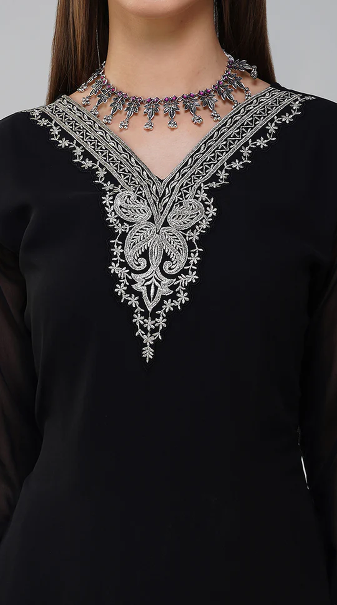 Black Georgette Shift Style Suit