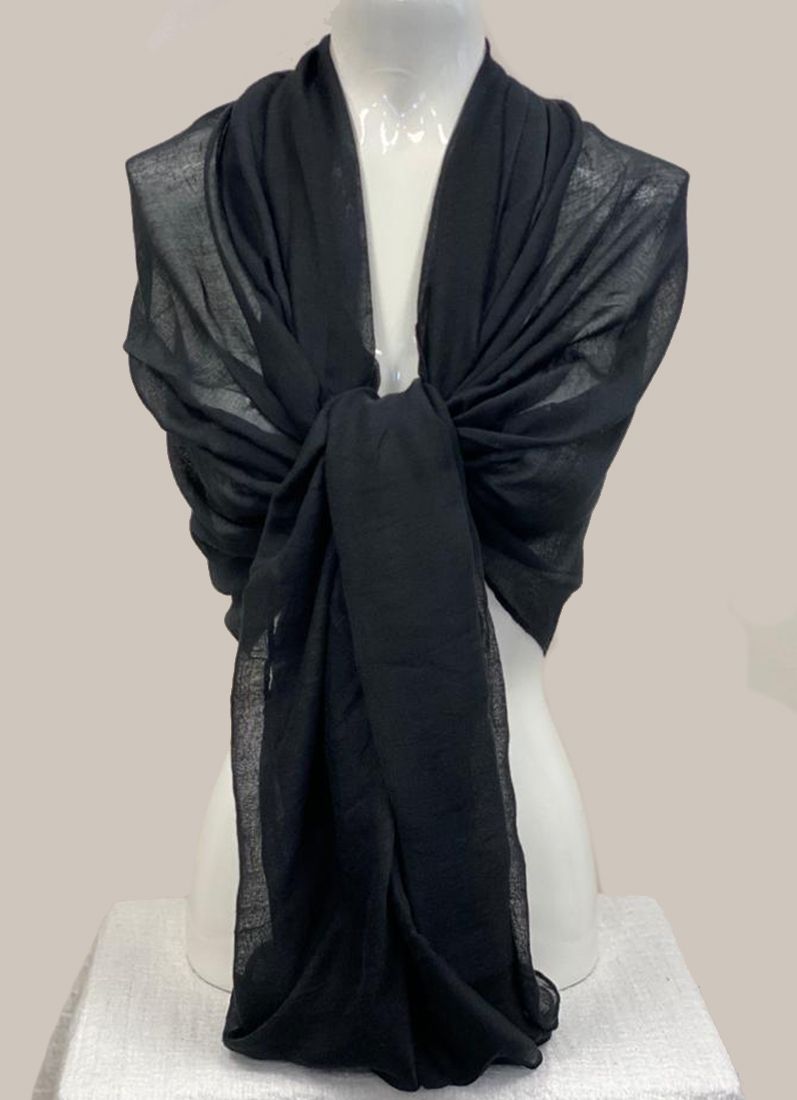 Buy Black Soft Cotton Muslin Scarf-Black-STD
