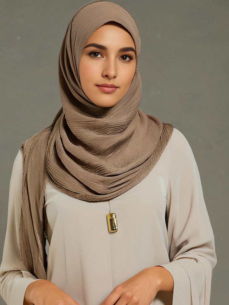 Brown Cotton Crinkled scarf