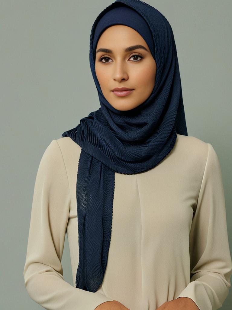 Midnight Blue Cotton Crinkled scarf