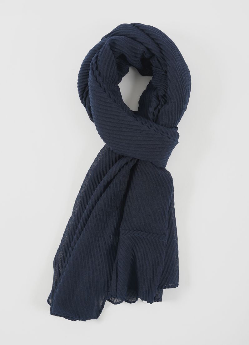 Buy Midnight Blue Cotton Crinkled scarf