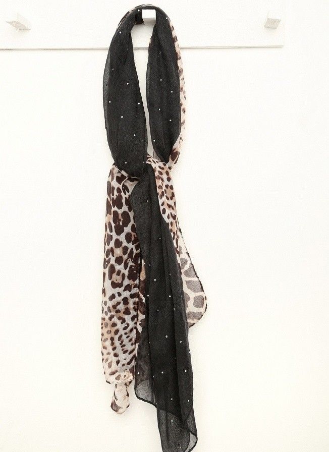 Buy Black Animal Print Scarf