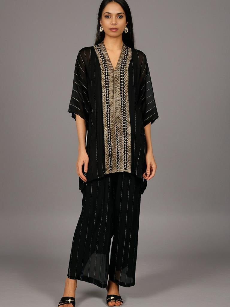 Black Viscose Lurex Co-ord Set