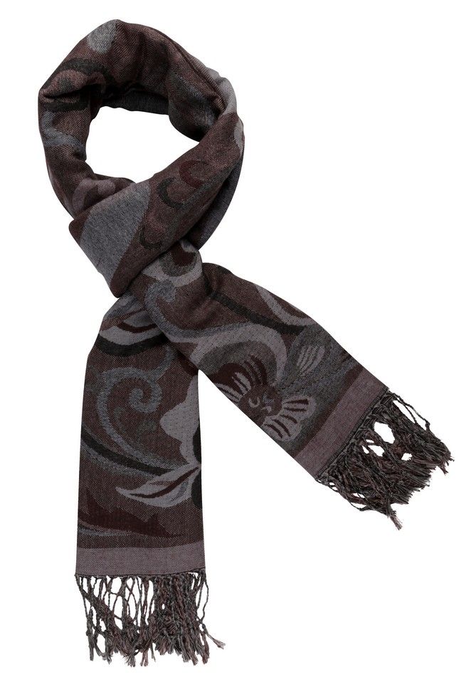 Buy Charcoal Grey Floral Patterned Scarf