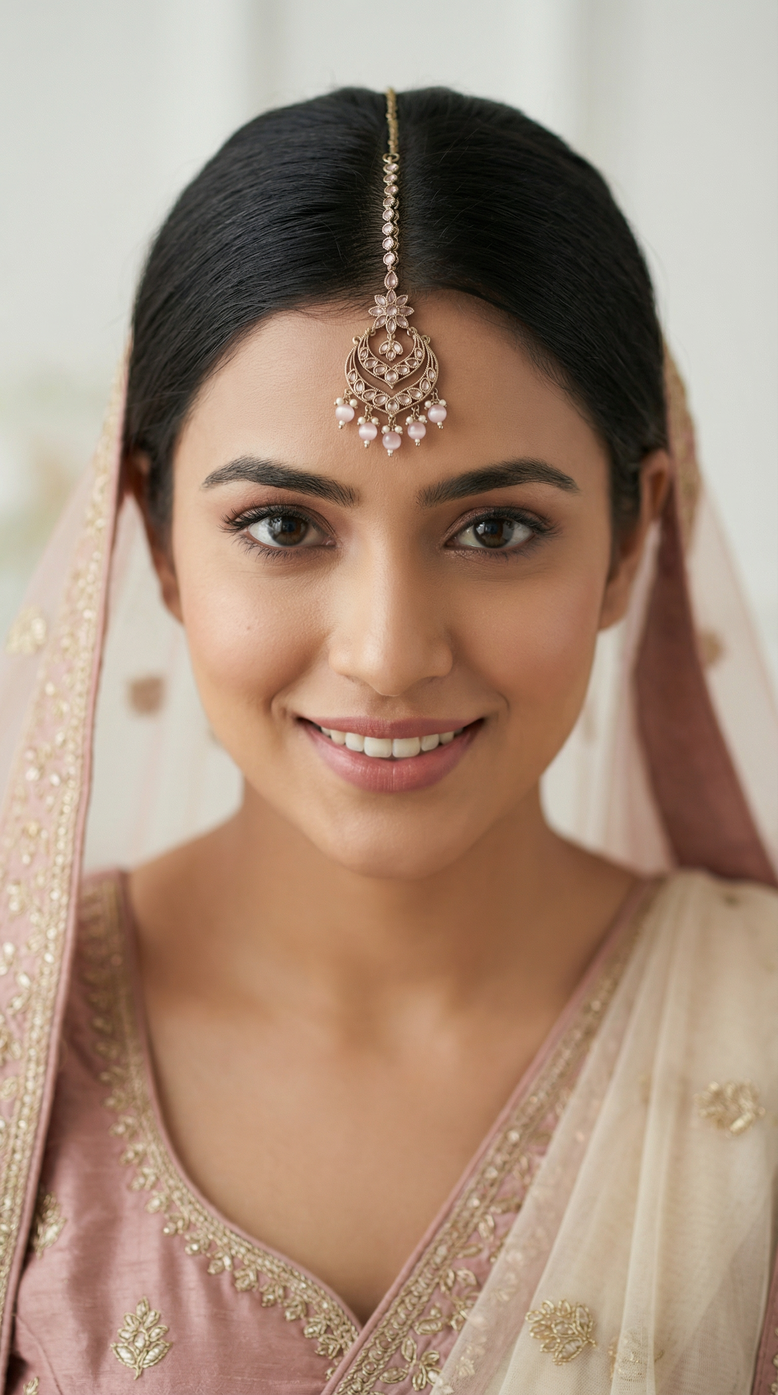 Antique Pink Tikka with Pink Cat’s Eye Beads, Pearls