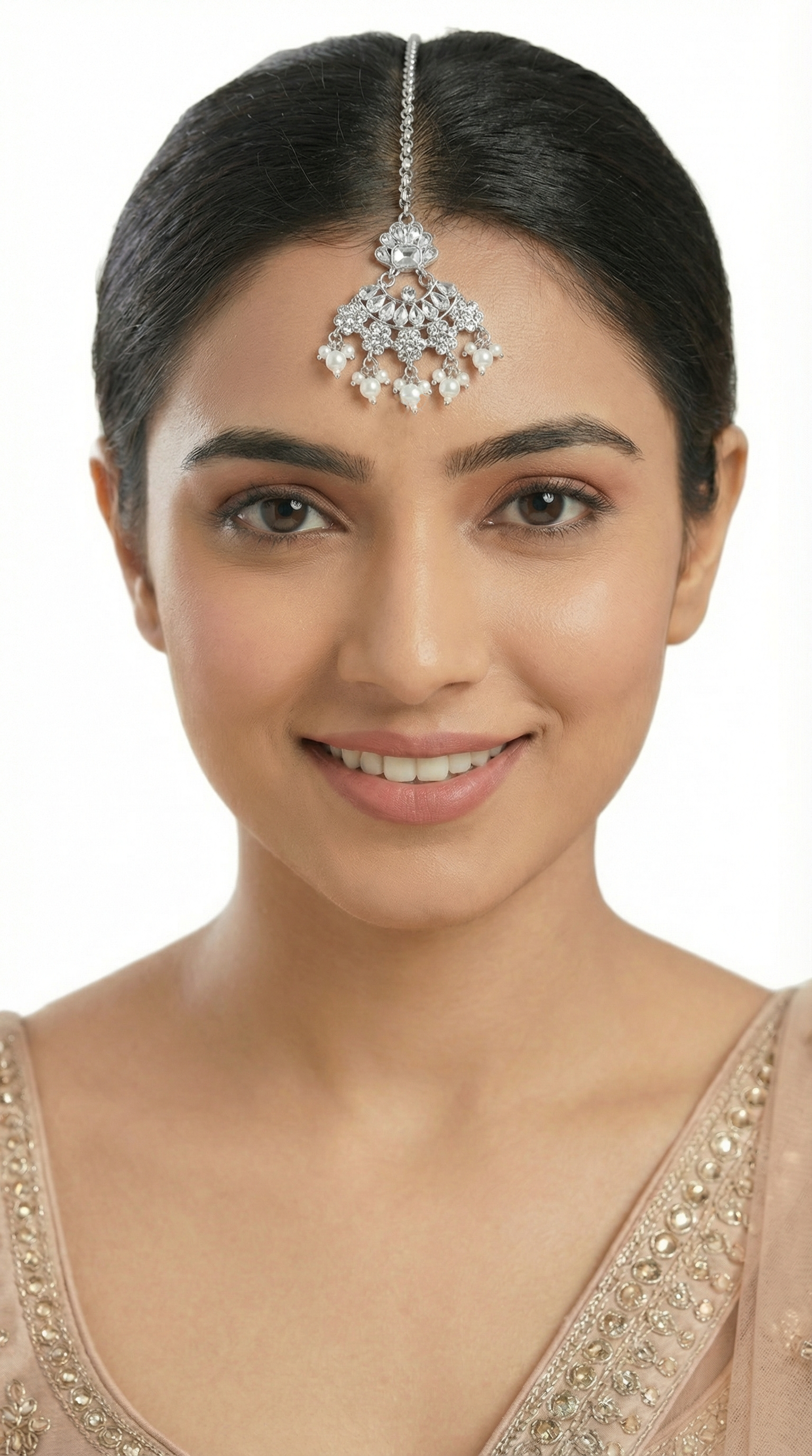 Silver Designer Tikka for Women | Pearl, Beads & Diamante Tikka