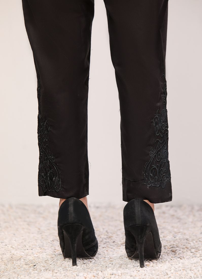 Buy Black Linen Straight Leg Trousers