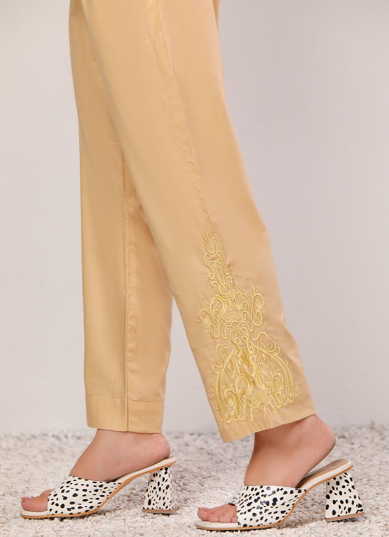 Buy Beige Linen Straight Leg Trousers