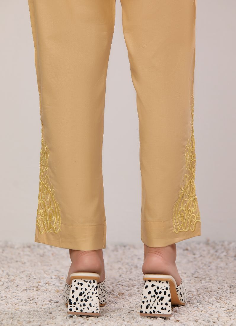 Buy Beige Linen Straight Leg Trousers