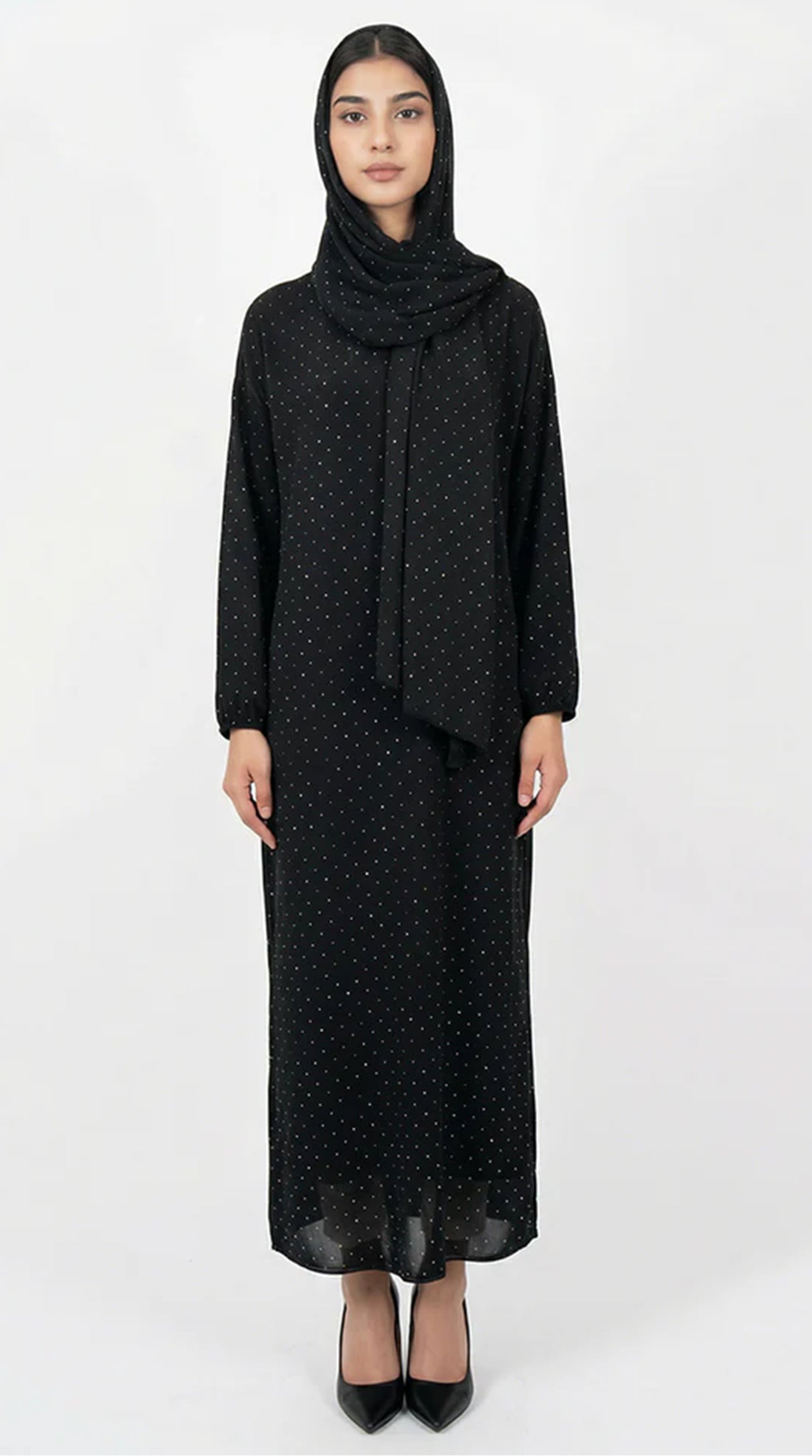 Black Silver Dot Kaftan