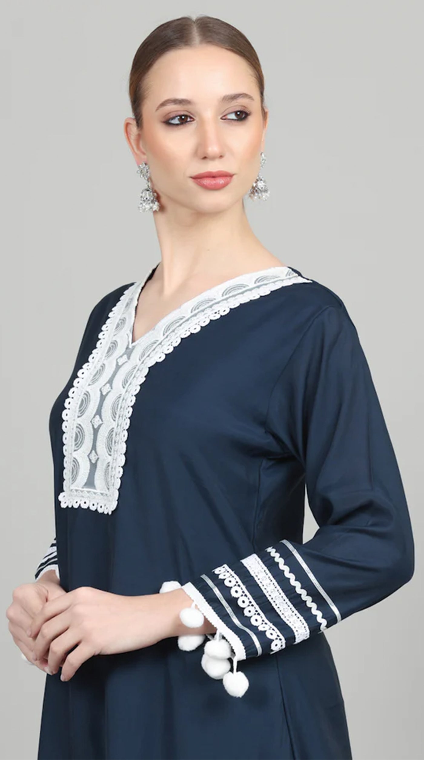 Navy Blue Silk Shift Suit Set