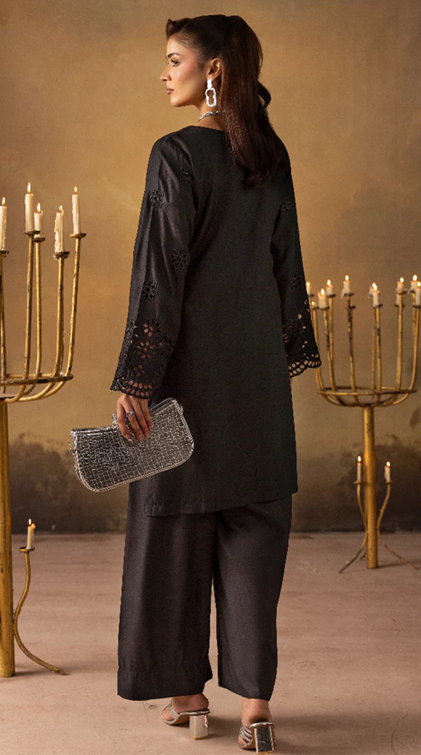 Beautiful Black Linen Chikankari Co-Ord Set for Women