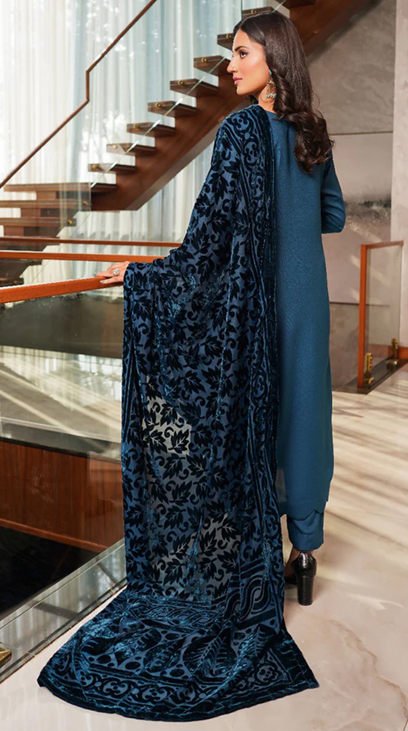 Deep Blue Dhanak Suit Set
