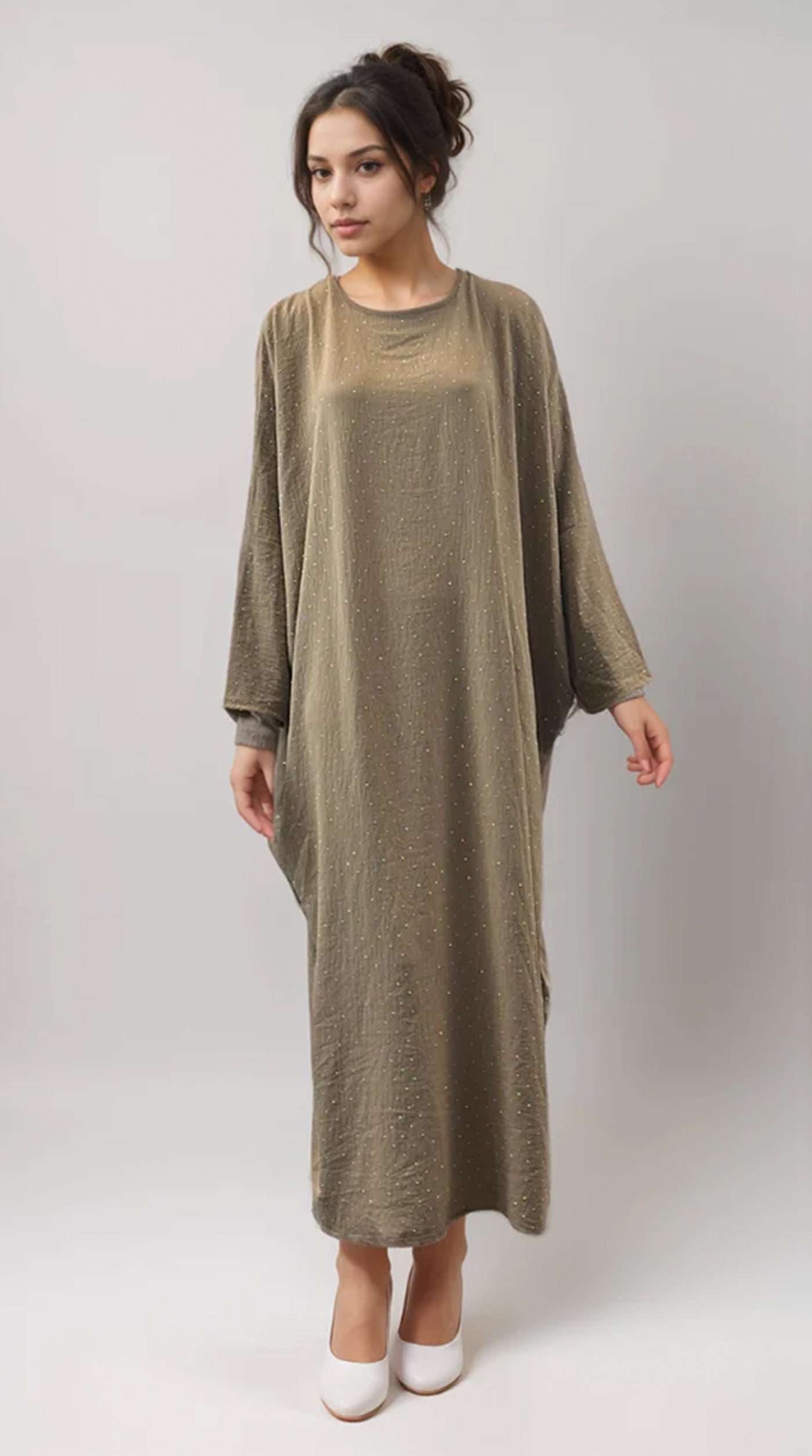 Beige Shimmery Kaftan