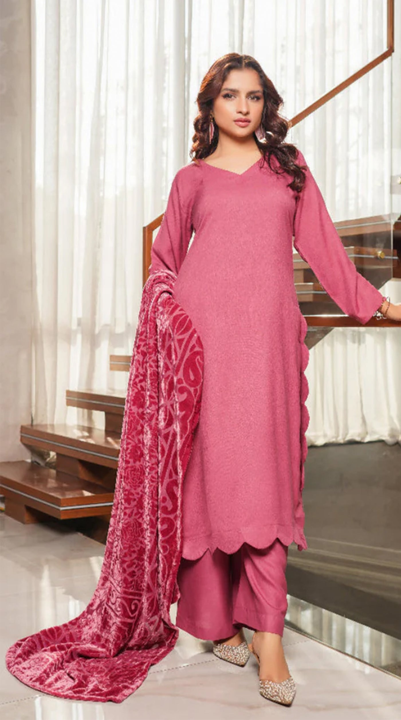 Perfect Pink Dhanak Suit Set