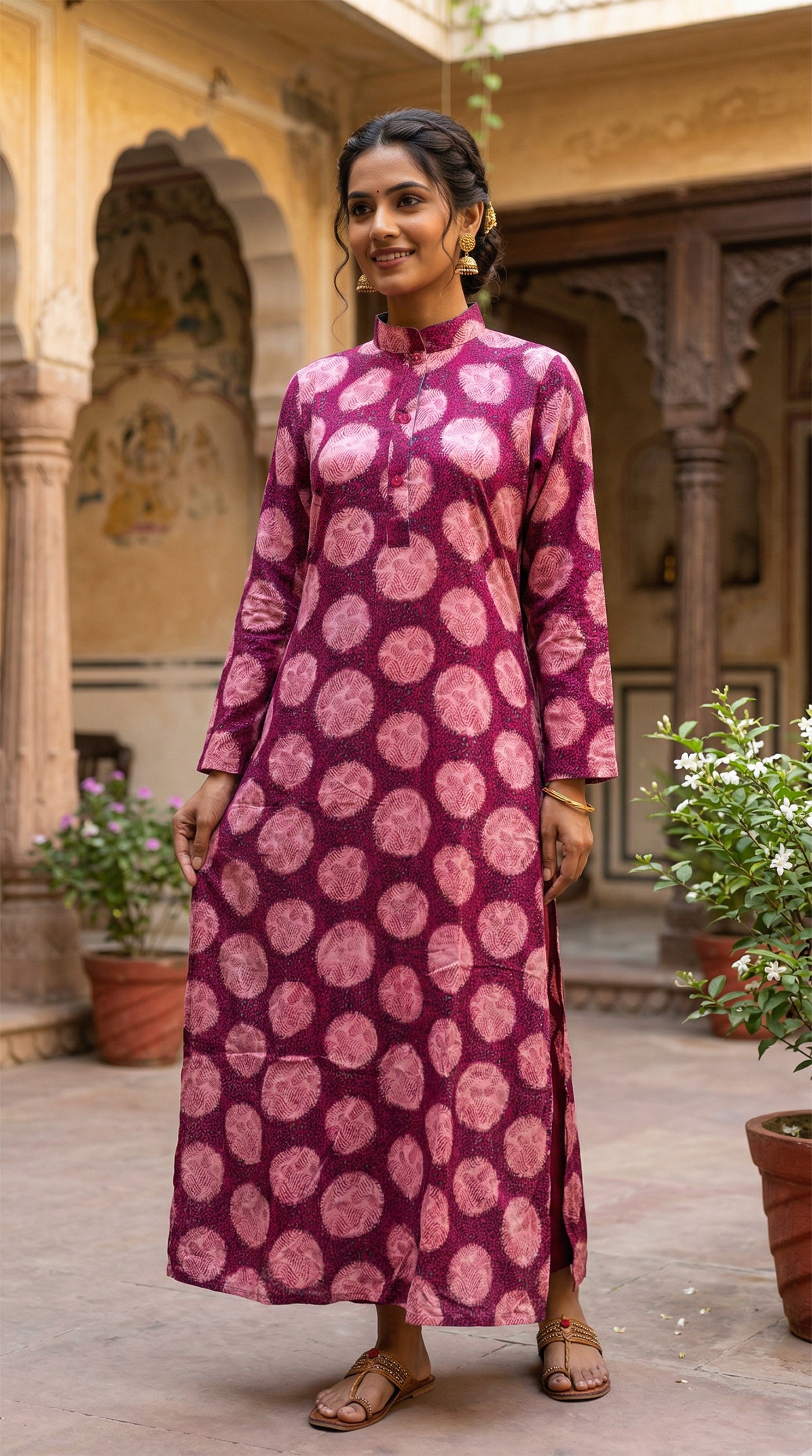 Turk Printed Linen Straight-Cut Kameez Top