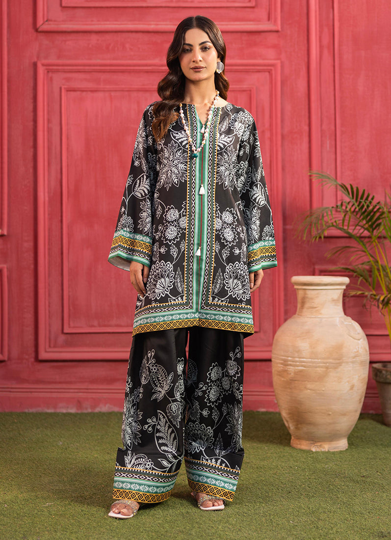 Black Lawn Printed Co-ord Set