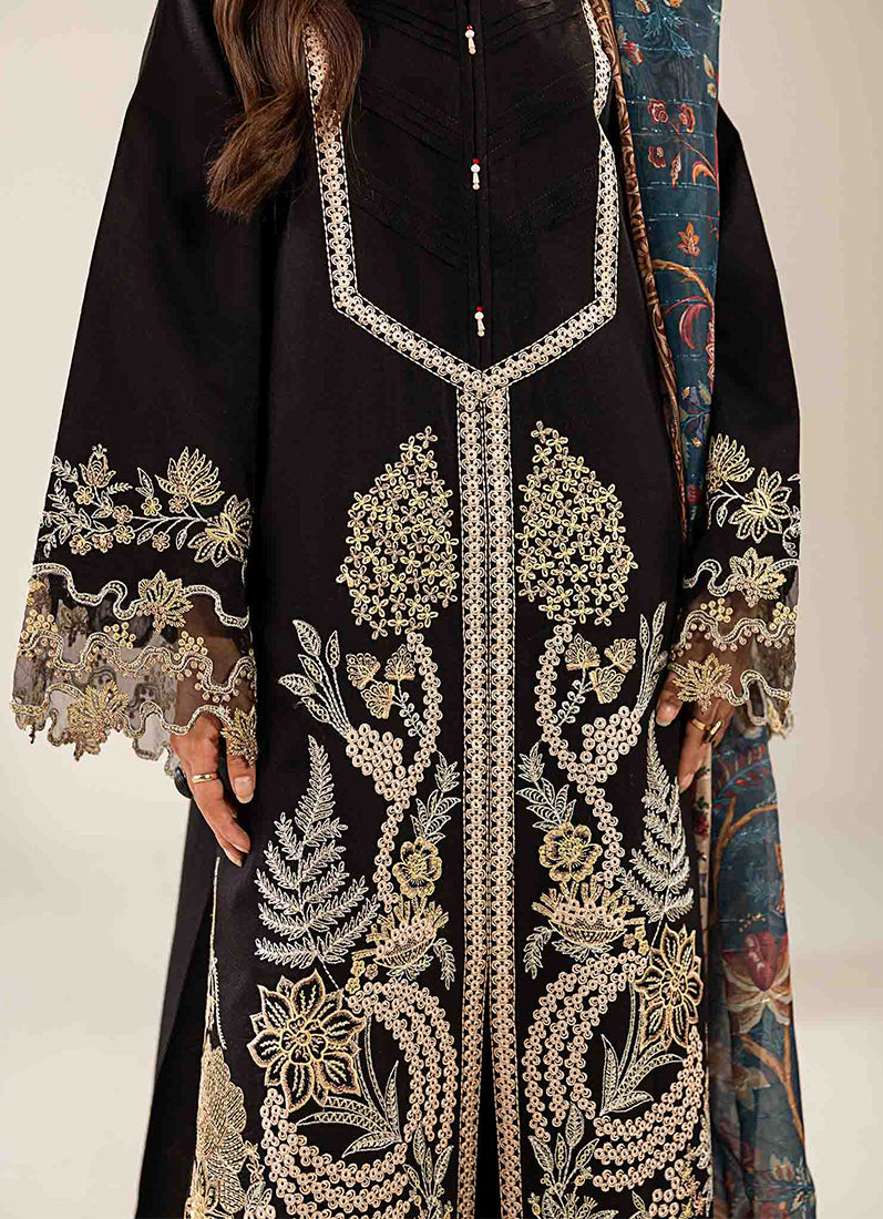 Black Loom Net Embroidered Suit Set