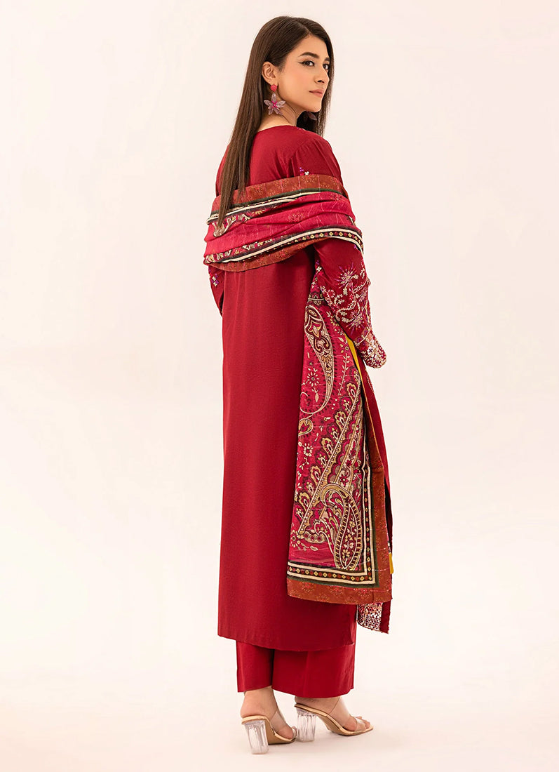 Maroon Lawn Embroidered Suit Set
