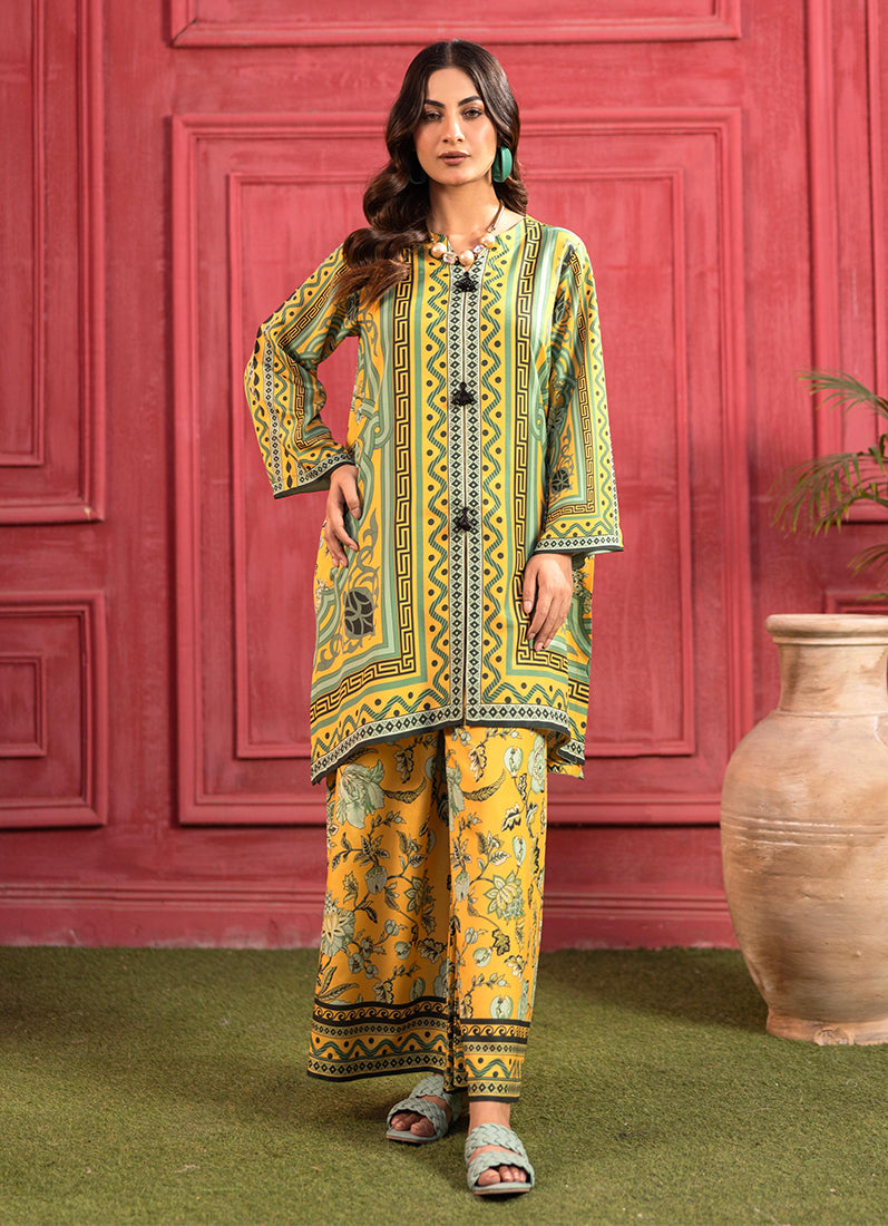 Yellow Lawn Printed Co-ord Set