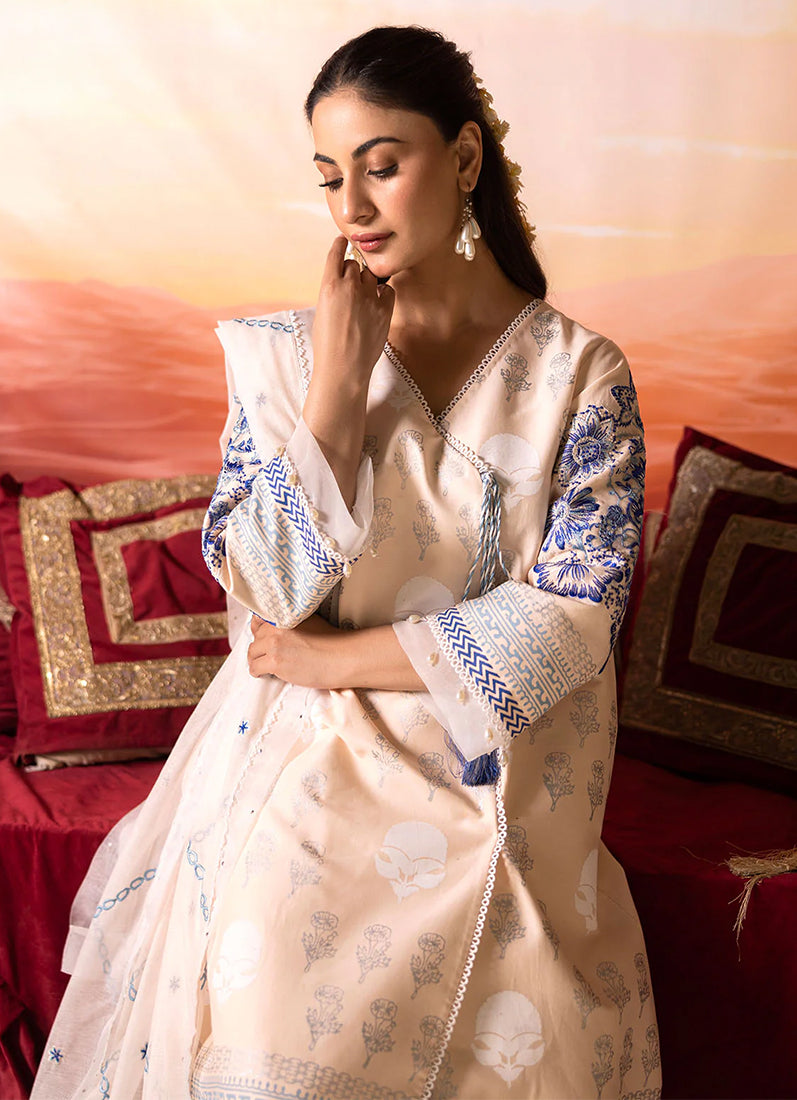 Peach Block Printed Suit Set